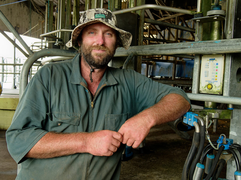 Jonathan Glentworth in the milking shed.