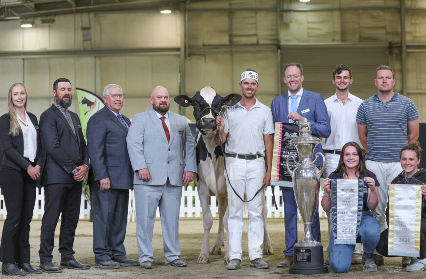 Holsteins hold up the trophies at Dairy Event