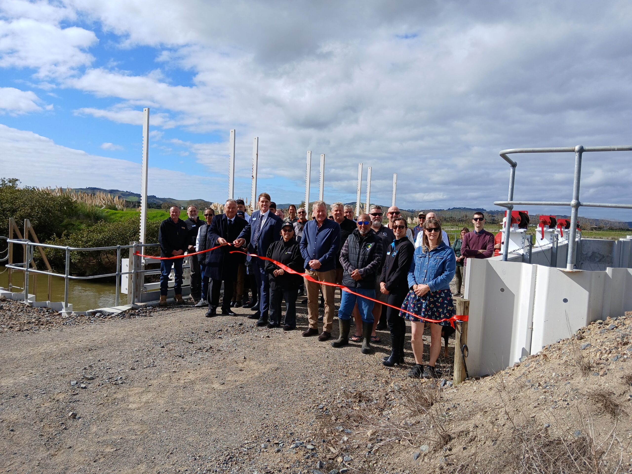 Landmark agricultural floodgate now operating near Ruawai